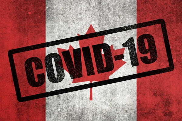 Nationalflagge Kanadas Mit Covid Stempel Darüber Grungy Effekt — Stockfoto