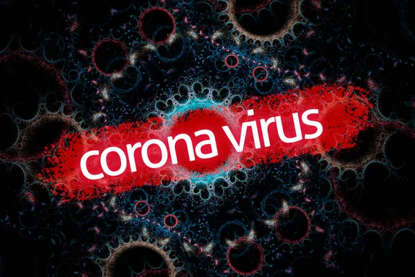 Coronavirus流行病 词Covid 待在家里的分形插图 这看起来像Corona病毒 中国爆发了新的考拉病毒 Covid 19感染概念 — 图库照片