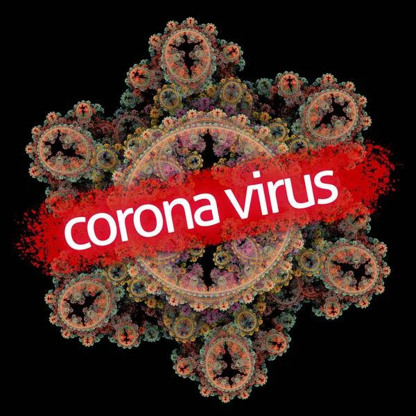 Epidemia Coronavirus Palabras Covid Quedarse Casa Con Ilustración Fractal Que —  Fotos de Stock