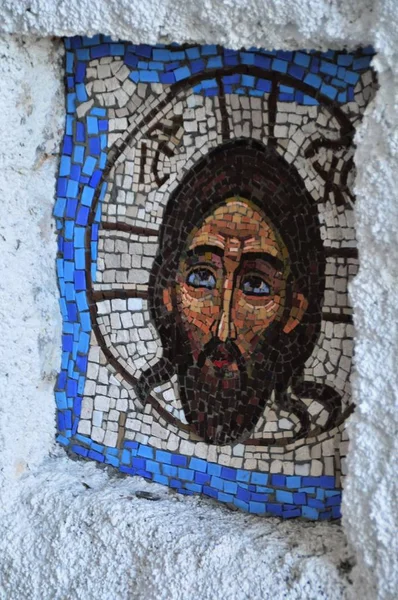 Mosaici Nel Monastero Ostrog Montenegro Vista Vicino Sulle Icone Del — Foto Stock