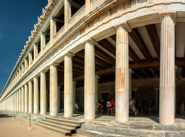 Stoa Attalos Atenas Greece Impressionante Edifício Sítio Arqueológico Ágora Antigo — Fotografia de Stock