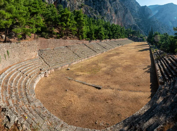 Panoramautsikt Över Den Antika Stadion Delphi Grekland — Stockfoto