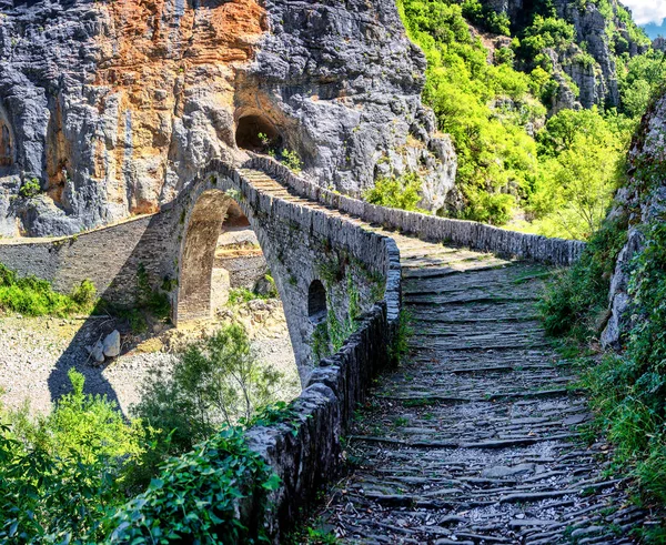 Noutsou Híd Más Néven Kokkori Egy Íves Kőhíd Zagori Központjában — Stock Fotó