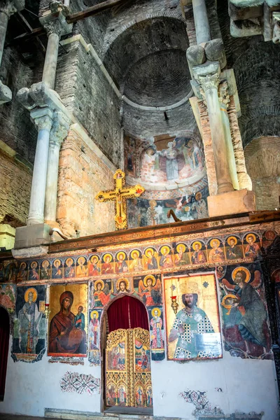 Vnitřní Pohled Byzantský Kostel Panagia Parigoritissa Století Arta Řecko — Stock fotografie