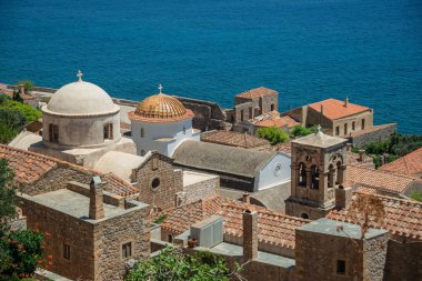 Monemvasia eski hillside şehir içinde Panagia Chryssafitissa Kilisesi