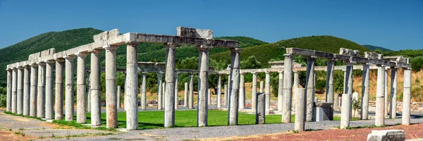 Templo Grego Antigo Hércules Com Colunas Cidade Antiga Messini Peloponeso — Fotografia de Stock