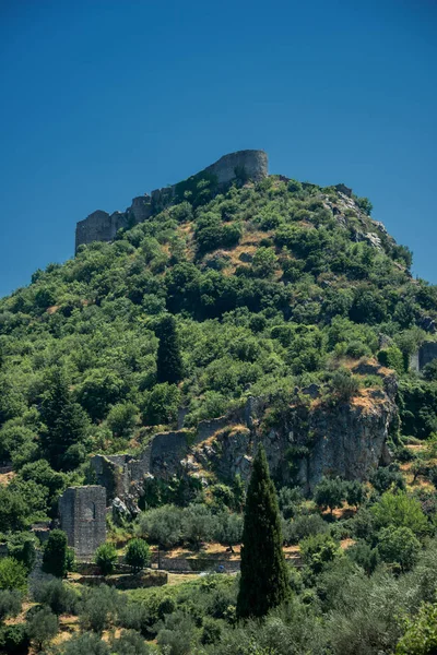 Temploma Fala Középkori Bizánci Kastély Mystras Laconia Görögország Mystras Középkori — Stock Fotó