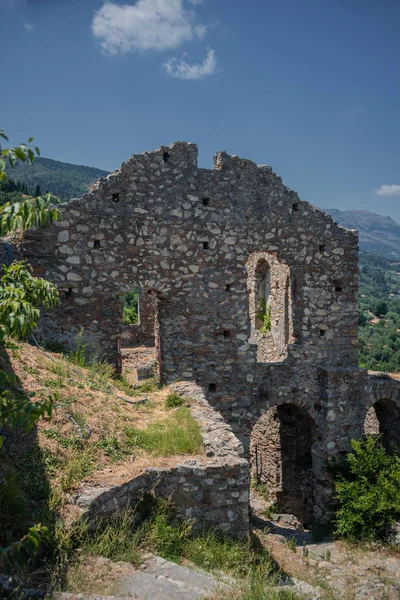 Romok Mellett Hagia Sophia Templom Középkori Bizánci Vár Mystras Közel — Stock Fotó