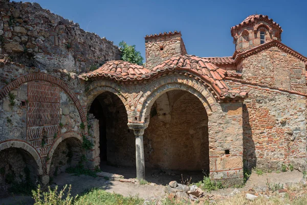 Церковь Panagia Fistria Средневековом Византийском Замке Мистрас Недалеко Города Спарта — стоковое фото