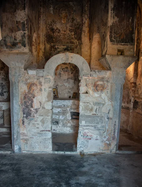 Frescos Dentro Antigua Iglesia Metamorfosis Sotiras Nomitsi Mani Grecia — Foto de Stock