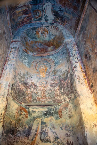 Frescos Dentro Antigua Iglesia Metamorfosis Sotiras Nomitsi Mani Grecia — Foto de Stock