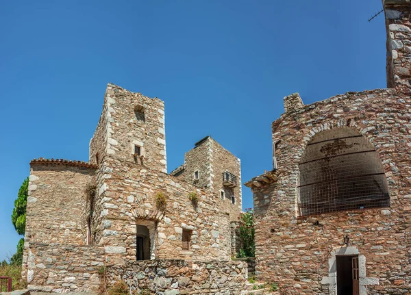 Old Abandoned Tower Houses Vathia Mani Peninsula Laconia Peloponnese Europe — 스톡 사진