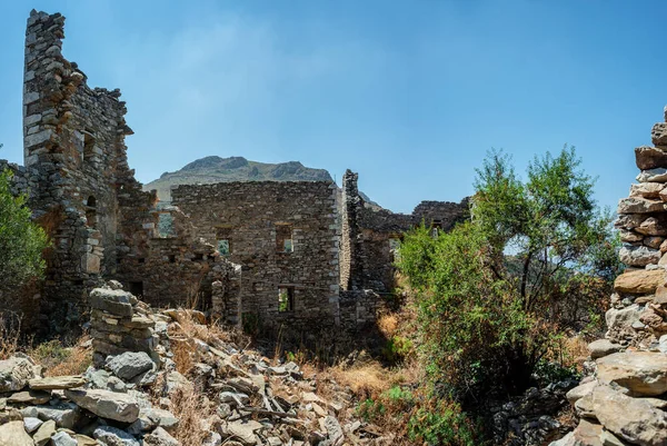 Vecchie Case Torre Abbandonate Nella Penisola Vathia Mani Laconia Peloponneso — Foto Stock