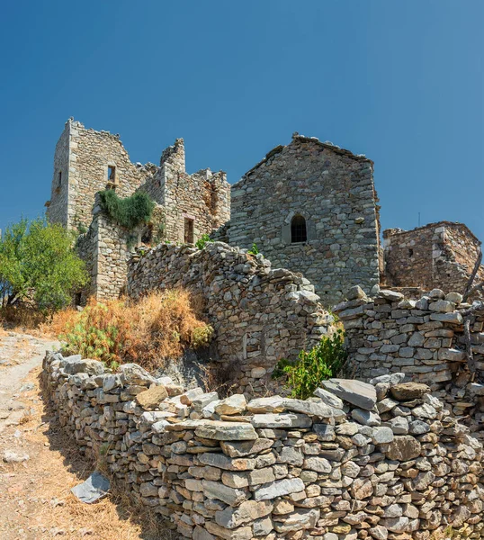 Old Abandoned Tower Houses Vathia Mani Peninsula Laconia Peloponnese Europe — 스톡 사진