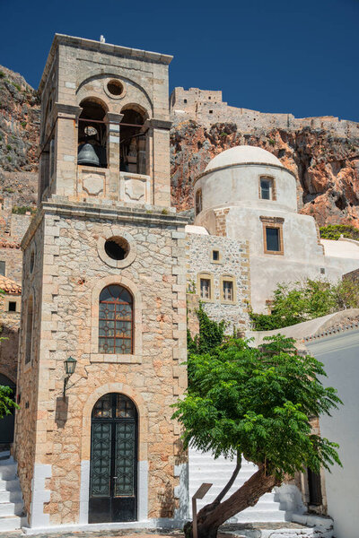 Impressions of the Picturesque Monemvasia fortified town at Peloponnese, Greece