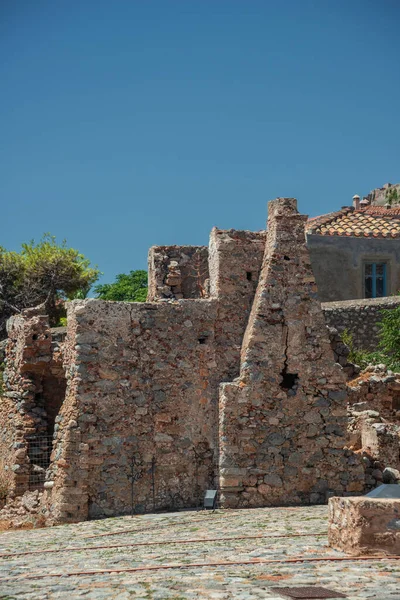 Impressões Pitoresca Cidade Fortificada Monemvasia Peloponeso Grécia — Fotografia de Stock