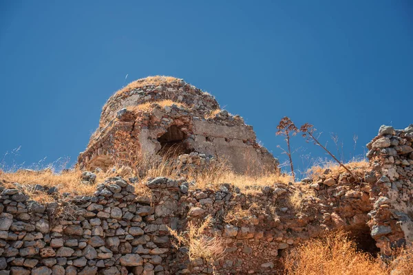 Veduta Della Fortezza Delle Mura Monemvasia Una Città Medievale Situata — Foto Stock