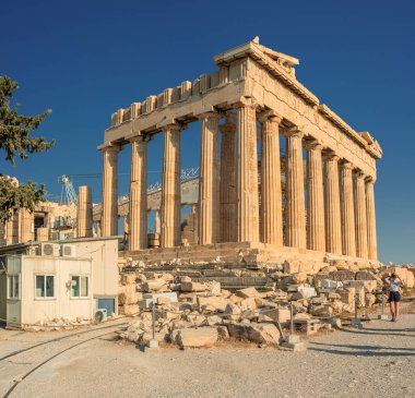 Parlak bir günde Parthenon Tapınağı. Akropolis Atina, Yunanistan