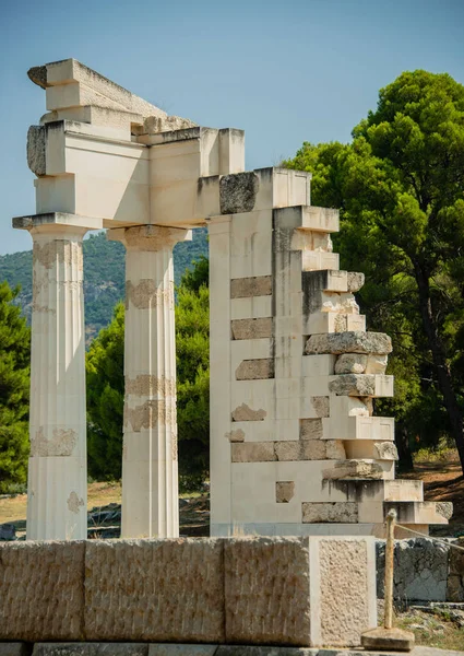 The Sanctuary Of Asklepios ruins at the Epidaurus in Greece. Epidaurus is a ancient city dedicated to the ancient Greek God of medicine Asclepius.