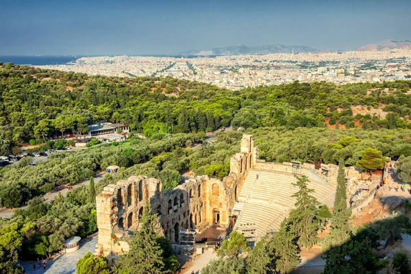 Vista Anfiteatro Odeon Herodes Atticus Acrópole Atenas — Fotografia de Stock