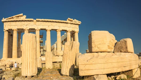 Tempel Van Parthenon Een Heldere Dag Acropolis Athene Griekenland — Stockfoto