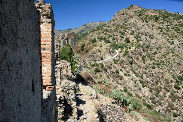 Ruine Einer Geisterstadt Nationalpark Aspromonte Mit Dem Fiumara Fluss Von — Stockfoto