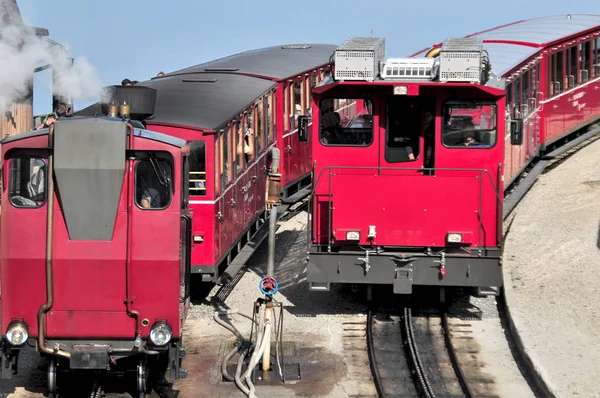 Treno Ferroviario Schafberg Una Ferrovia Cremagliera Alta Austria Salisburgo Treno — Foto Stock