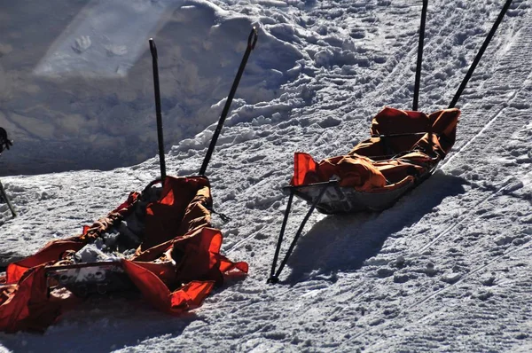 Rescue Sleds Rescue Base Ready Emercency Alps Vienna — 스톡 사진