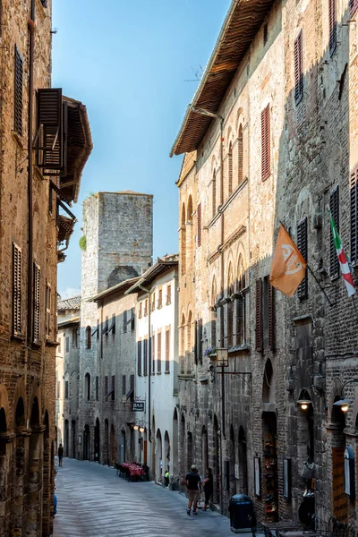 Gator Och Torn San Gimignano Liten Medeltida Stad Toscana Italien — Stockfoto