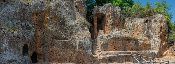 Grób Ildebranda Pozostałości Cywilizacji Etruskiej Etruskiej Nekropoli Sovany Toskania Włochy — Zdjęcie stockowe