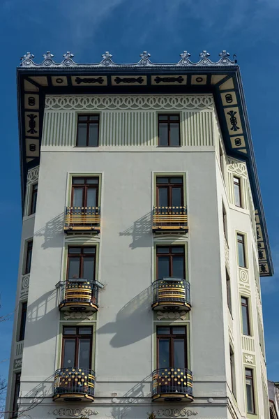 著名的房子 Rdigerhof 位于威斯维尔河畔 由Otto Wagner设计 — 图库照片