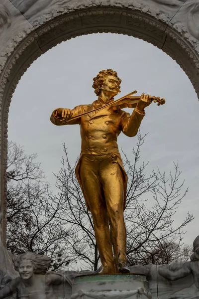 Statue Dorée Johann Strauss Est Photographiée Vienne Est Connue Dans — Photo