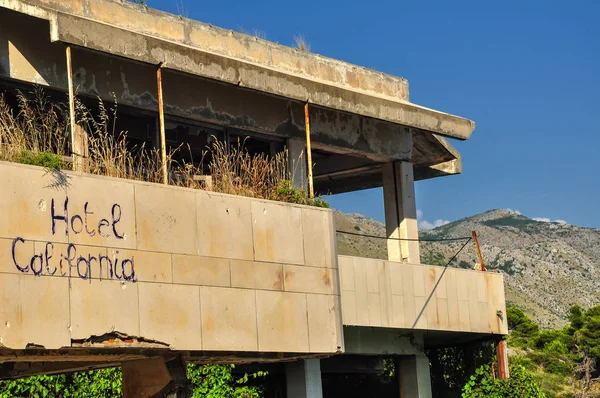 Opuštěný Bývalý Hotel Poblíž Dubrovníku Zničen Zanechán Občanské Válce Roce — Stock fotografie