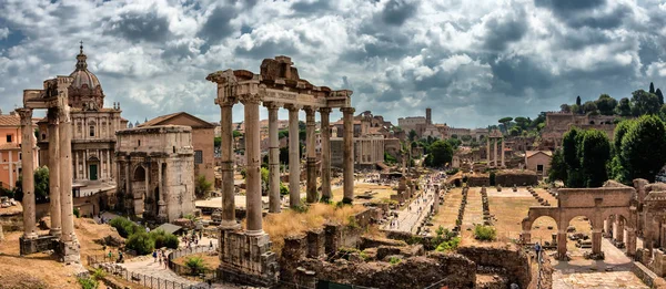 Weergave Van Roman Forum Stadsplein Het Oude Rome Italië — Stockfoto