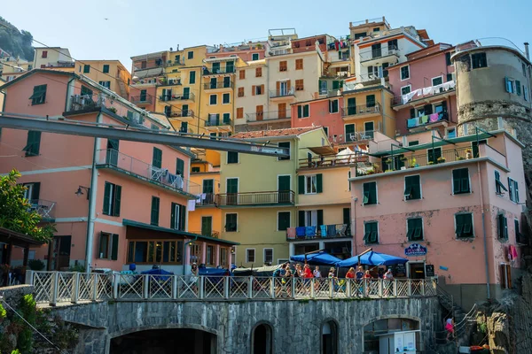 Scenic View Colorful Village Manarola Ocean Coast Cinque Terre Italy — Stock Photo, Image