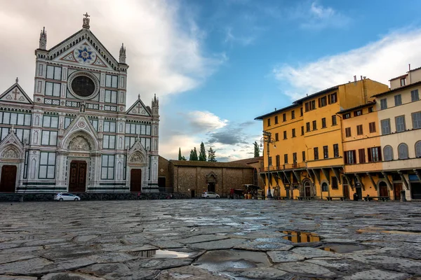 Piazza Santa Croce Día Lluvioso Mañana Florencia — Foto de Stock