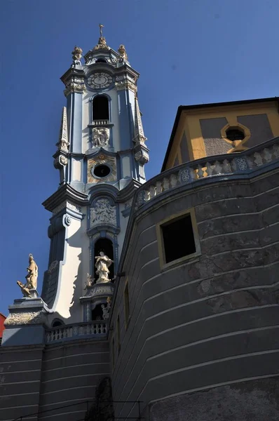 Città Duernstein Lungo Fiume Danubio Nella Valle Wachau Popolare Destinazione — Foto Stock