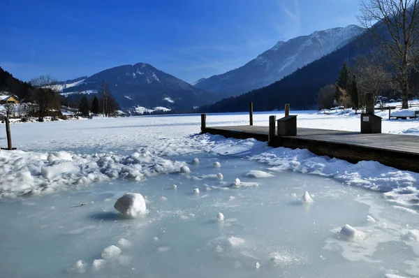 País Das Maravilhas Inverno Dia Ensolarado Dezembro Lunz Lunzersee Áustria — Fotografia de Stock