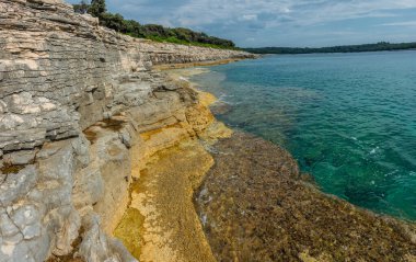 Breathtaking View on the Rocky Cliffs and Coast of Brijuni Island, Istria, Croatia