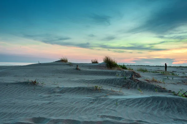 Lélegzetelállító Naplemente Dűnék Camargue Franciaország — Stock Fotó