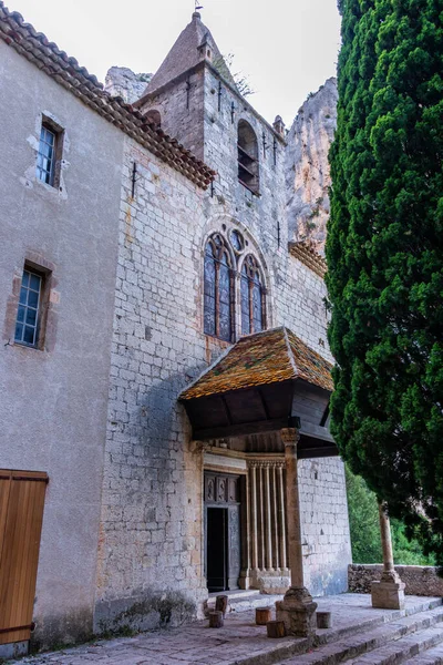 Vägen Och Notre Dame Beauvoir Moustiers Sainte Marie Medeltida Village — Stockfoto