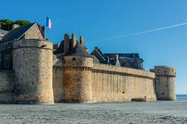 Zapierające Dech Piersiach Widoki Katedrę Mont Saint Michel Wyspie Normandia — Zdjęcie stockowe