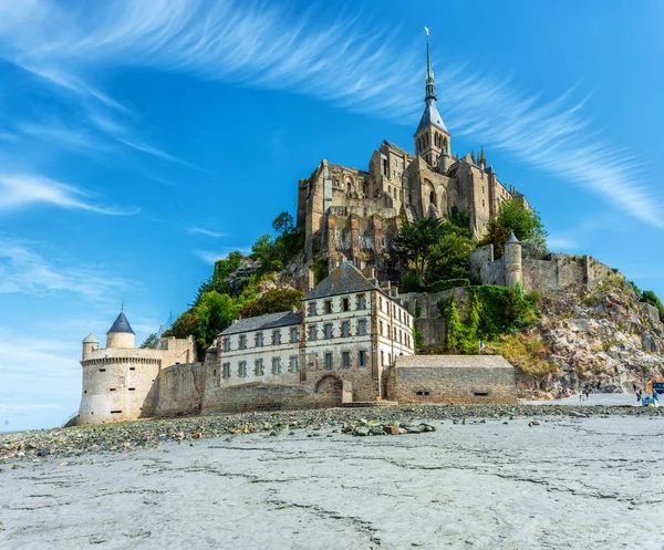 Zapierające Dech Piersiach Widoki Katedrę Mont Saint Michel Wyspie Normandia — Zdjęcie stockowe