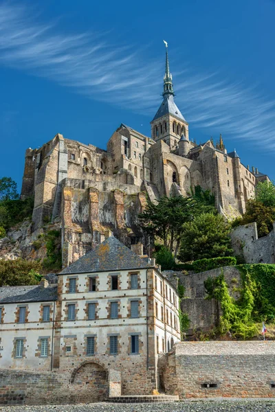 Zapierające Dech Piersiach Widoki Katedrę Mont Saint Michel Wyspie Normandia — Zdjęcie stockowe