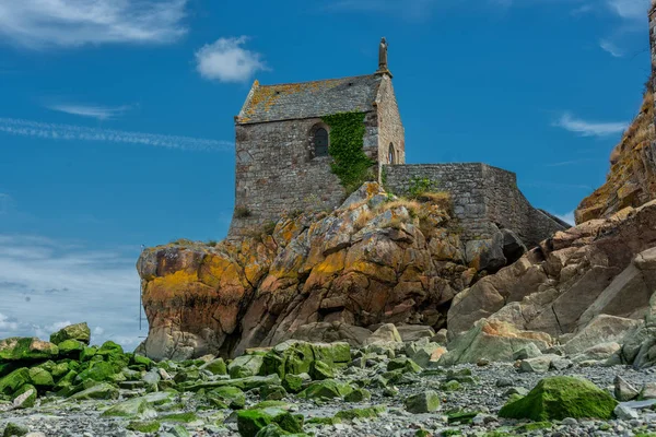 Panorama Mozzafiato Della Cattedrale Mont Saint Michel Sull Isola Normandia — Foto Stock