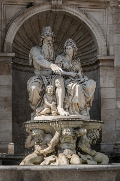 Statue Fontaine Neptune Musée Albertina Sur Place Albertinaplatz Innere Stadt — Photo