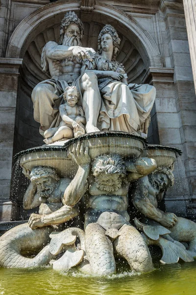 Statue Fontaine Neptune Musée Albertina Sur Place Albertinaplatz Innere Stadt — Photo