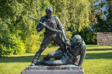 Kz Anıt Mauthausen 'in baskıları, 2. Dünya Savaşı' ndaki Ns toplama kampındaki Yugoslav Kurbanlar Anıtı
