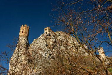 Bratislava Slovakya yakınındaki Devin kale kalıntıları