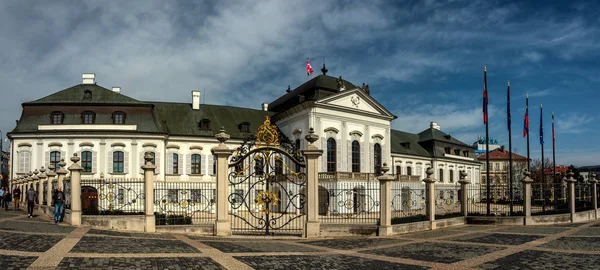 Prezidentský Palác Grassalkovich Fontána Mládež Sochaře Tibora Bartfaye Bratislava Hlavním — Stock fotografie